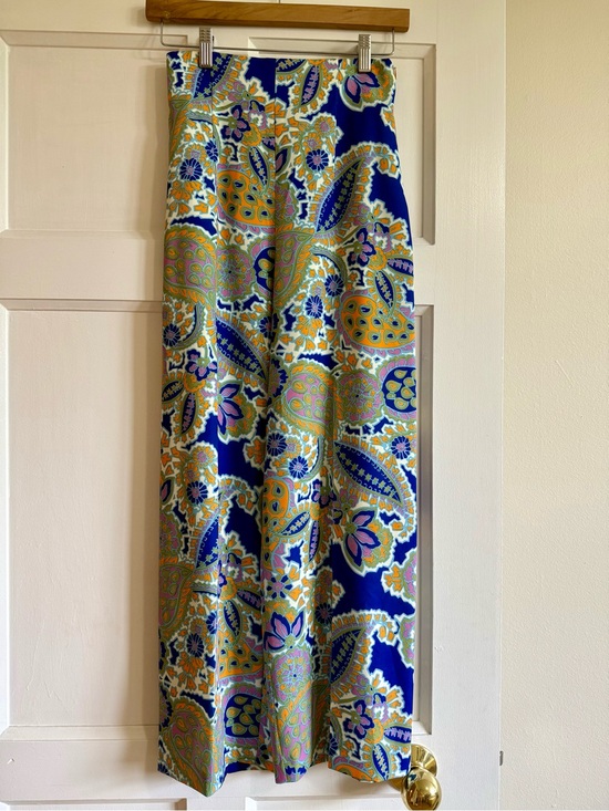 Zara Pants - Zara Blue Paisley Maxi Skirt with Yellow and Pink Accents